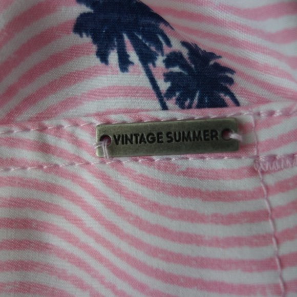 Vintage Summer Pink & White with Blue Palm Trees Size M Bathing Suit - Picture 9 of 15